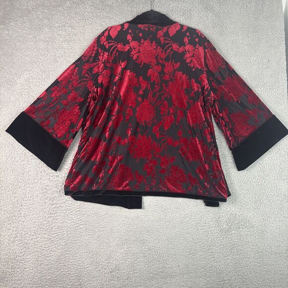 NWT Chico's Red Velvet Reversible to Black Jacket SZ 3 XL Kimono Sleeve MSRP 159 - Picture 6 of 12